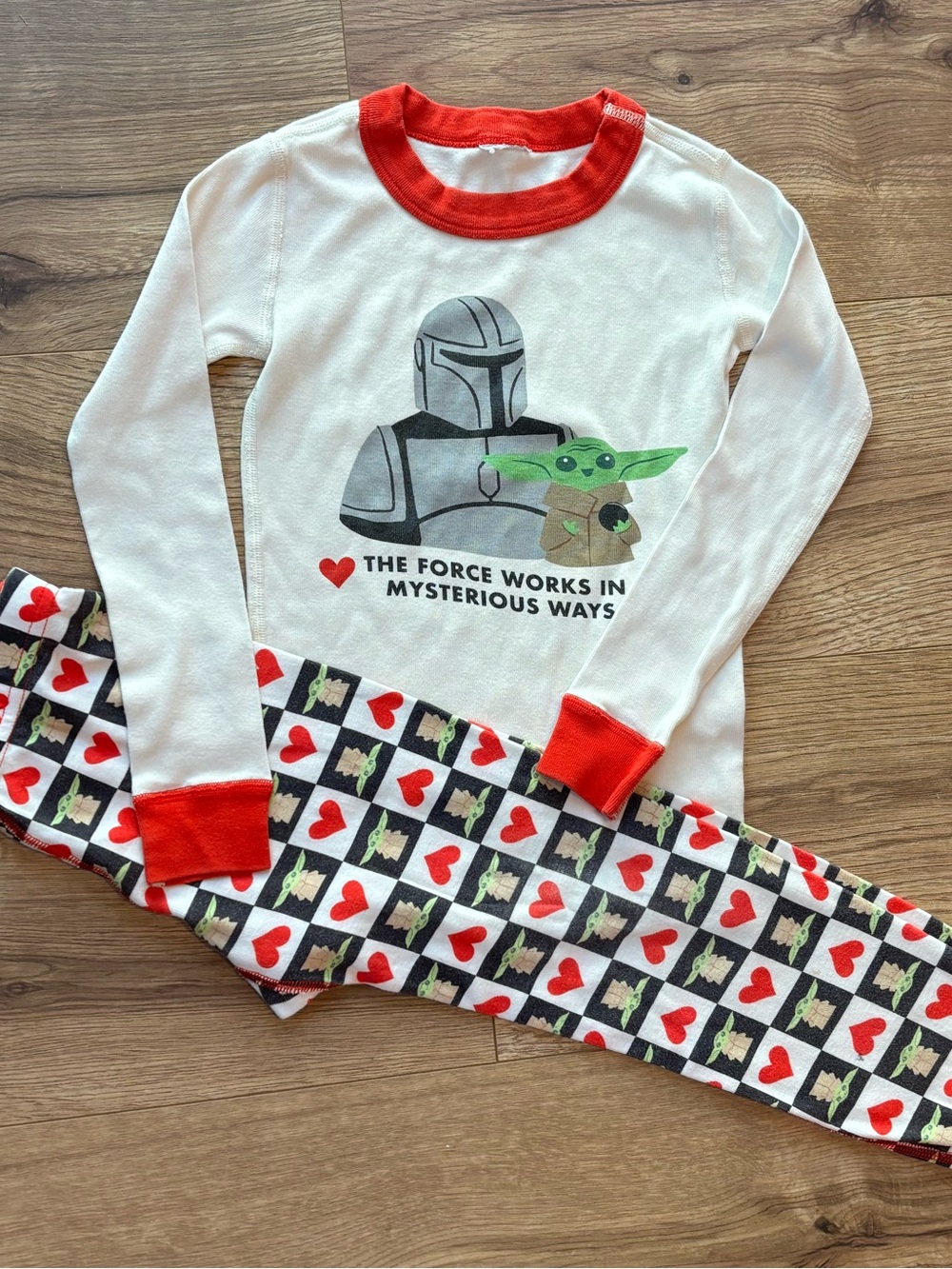 Hanna Andersson Star Wars Yoda Valentines Long John Pajama Set Kid Size 5/110 cm